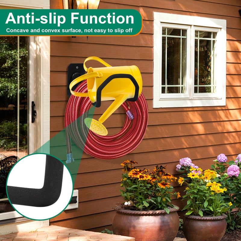 PeoMev Garden Hose Holder Wall Mount - Heavy Duty Water Hose Holders for Outside  Metal Hose Hanger Sturdy Hose Reel Hose Hooks for Garden Hose(1pc) - Image 2